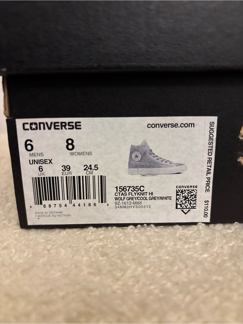 Converse CTAS Flyknit Hi - Wolf Grey/White